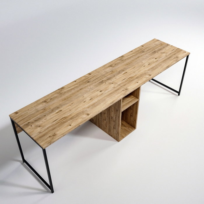 Hanah Home Mesa de Estudio L196 Roble Tablero Partículas Melamina 240x74x60 cm
